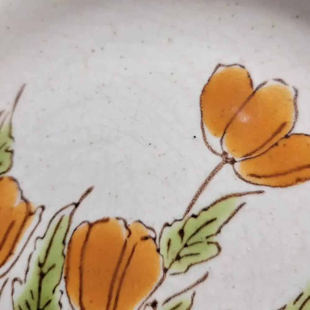Meadowbrook Made in Japan Vtg 70s Tulip Floral Dessert Plates